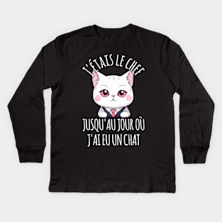 Chef Jusqu'Au Jour Où J'ai Eu Un Chat Funny Cat Animal Kids Long Sleeve T-Shirt